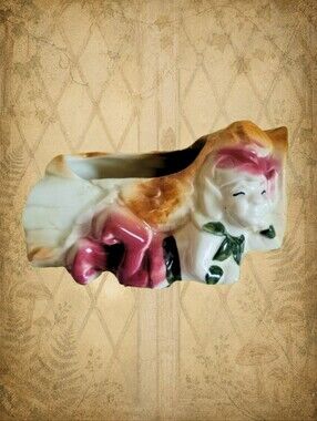 Vintage Planter Elf Pixie Gnome Wood Log